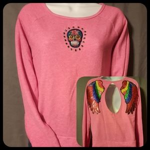 Sugar Skull Sweater w/Angel Wings
